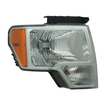 Headlight Assembly Composite Right Chrome Trim CAPA for Ford F-150 FX4 Platinum STX XL XLT King Ranch Lariat Harley-Davidson Edition Lariat Limited 2009-2014