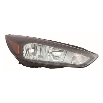 Headlight Assembly Composite Right Halogen w/o Signature Lighting Black Bezel Bulb DRL CAPA for Ford Focus 2015-2018