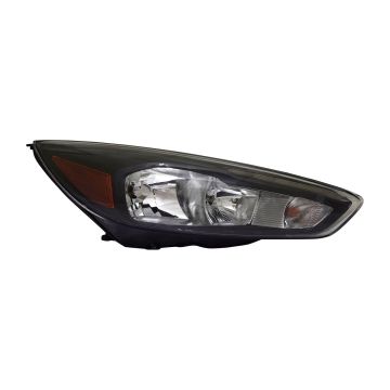 Headlight Assembly Composite Right Halogen Black Bezel w/Signature Lighting LED DRL CAPA for Ford Focus 2015-2018