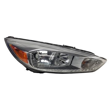 Headlight Assembly Composite Right Halogen Aluminum Bezel w/o Signature Lighting Bulb DRL CAPA for Ford Focus 2015-2018