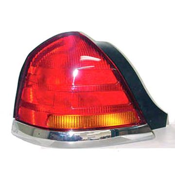 Tail Light Assembly Left w/o Sport Package w/4 Bulb Lamp w/Red & Amber Lenses for Ford Crown Victoria 1998-2005