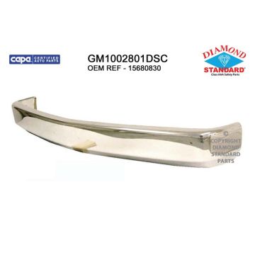 Bumper Face Bar Front w/License Holes w/o Impact Strip or Guards Chrome CAPA for Chevrolet Blazer C1500 Suburban C2500 C3500 K1500 K2500 K3500 R20 Tahoe GMC C1500 Suburban C2500 C3500 K1500 K2500 K3500 Yukon