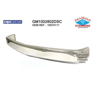 Bumper Face Bar Front Z71 w/License Holes w/Impact Strip w/o Guards Chrome CAPA for Chevrolet Blazer C1500 Suburban C2500 C3500 K1500 K2500 K3500 R20 Tahoe GMC C1500 Suburban C2500 C3500 K1500 K2500 K3500 Yukon