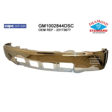 Bumper Face Bar Front w/o Fog Lamps w/o Parking Aid Sensors Chrome CAPA for Chevrolet Silverado 1500 2014-2015