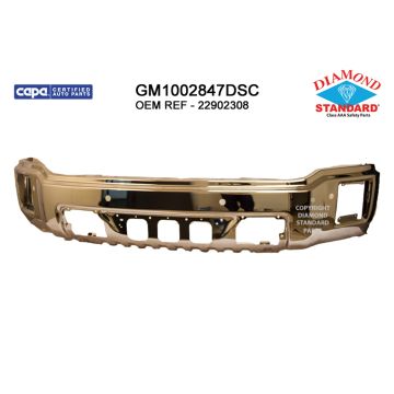Bumper Face Bar Front w/Park Assist Chrome CAPA for GMC Sierra 1500 2014-2015