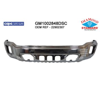 Bumper Face Bar Front w/o Park Assist Chrome CAPA for GMC Sierra 1500 2014-2015