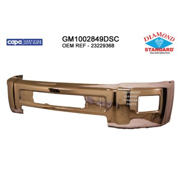 Bumper Face Bar Front w/Fog Lamps w/o Parking Aid Sensors Chrome CAPA for Chevrolet Silverado 2500 HD 2015-2019