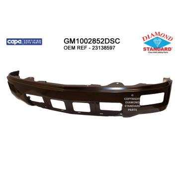 Bumper Face Bar Front w/Fog Lamps w/o Parking Aid Sensors Black CAPA for Chevrolet Silverado 1500 2014-2015