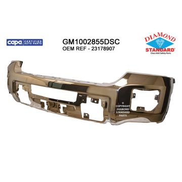 Bumper Face Bar Front w/o Parking Aid Sensors Chrome CAPA for GMC Sierra 2500 HD Sierra 3500 HD