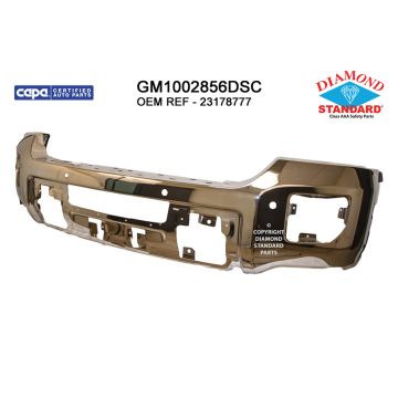 Bumper Face Bar Front w/Parking Aid Sensors Chrome CAPA for GMC Sierra 2500 HD Sierra 3500 HD