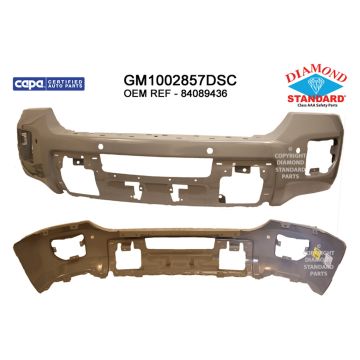 Bumper Face Bar Front w/Parking Aid Sensors Primed CAPA for GMC Sierra 2500 HD Sierra 3500 HD
