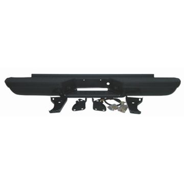 Bumper Assembly Rear Includes Pads/Brackets/Hardware/License Lamp Stepside w/Impact Strips Black for Chevrolet C1500 C2500 C3500 K1500 K2500 K3500 GMC C1500 C2500 C3500 K1500 K2500 K3500