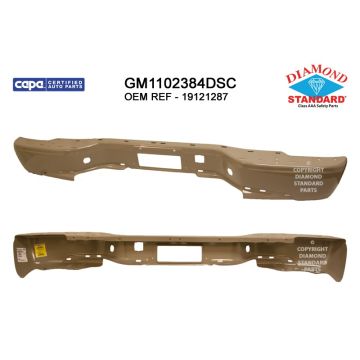 Bumper Face Bar Rear w/Back Doors w/Liftgate Primed CAPA for Chevrolet Suburban 1500 Suburban 2500 Tahoe GMC Yukon Yukon XL 1500