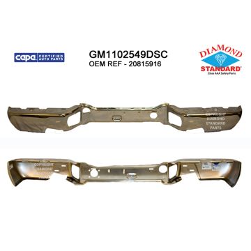Bumper Face Bar Rear Step Type First Design w/o Towing Chrome CAPA for Chevrolet Colorado GMC Canyon