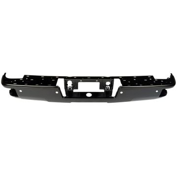 Bumper Face Bar Rear w/Corner Step w/Parking Aid Sensors Primed CAPA for Chevrolet Silverado 1500 Silverado 1500 LD Silverado 2500 HD Silverado 3500 HD GMC Sierra 1500 Sierra 2500 HD Sierra 3500 HD