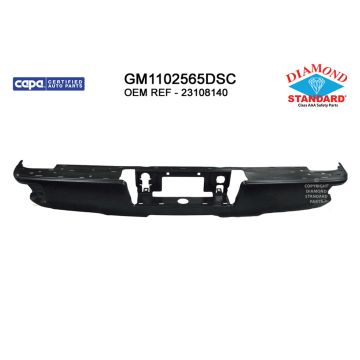 Bumper Face Bar Rear w/Corner Step w/o Parking Aid Sensors Black CAPA for Chevrolet Silverado 1500 Silverado 1500 LD