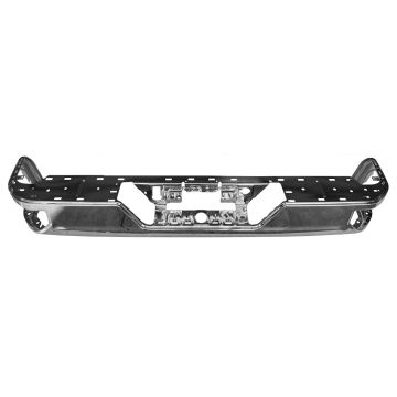 Bumper Face Bar Rear Dual Exhaust w/o Blind Spot Module Chrome CAPA for Chevrolet Silverado 1500 Silverado 1500 LTD GMC Sierra 1500 Sierra 1500 Limited