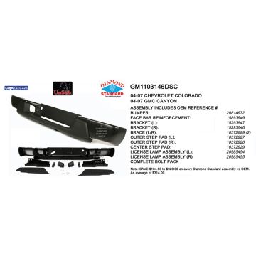 Bumper Assembly Rear Painted CAPA for Chevrolet Colorado 2004-2007