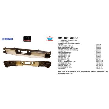 Bumper Assembly Rear w/o Parking Aid Sensors Chrome CAPA for Chevrolet Silverado 1500 Silverado 1500 LD GMC Sierra 1500