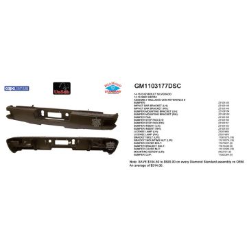 Bumper Assembly Rear w/o Parking Aid Sensors Black CAPA for Chevrolet Silverado 1500 Silverado 1500 LD
