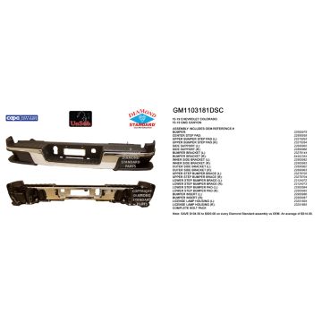 Bumper Assembly Rear w/o Parking Sensors Chrome CAPA for Chevrolet Colorado GMC Canyon