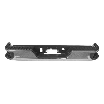Bumper Assembly Rear Single Exhaust w/o Blind Spot Module Chrome for Chevrolet Silverado 1500 Silverado 1500 LTD GMC Sierra 1500 Sierra 1500 Limited