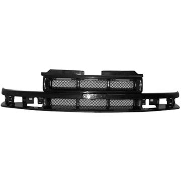Grille Assembly w/o Emblems or Clips Xtreme Black for Chevrolet S10 1998-2004