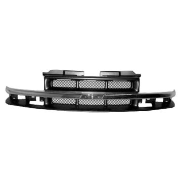 Grille Assembly Grey w/Chrome Molding Gray Except Xtreme for Chevrolet Blazer S10