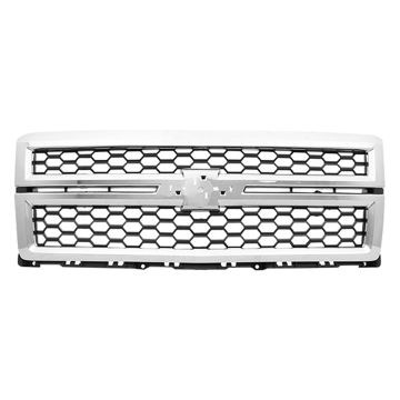 Grille Assembly w/o Rally Pkg Black Mesh/Chrome Surround for Chevrolet Silverado 1500 LT WT LTZ LS High Country 2014-2018