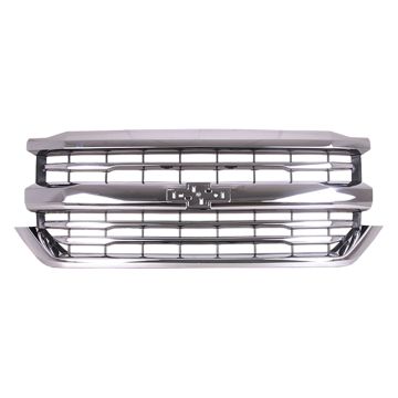 Grille Assembly HIGH COUNTRY Matte Black w/Chrome Molding CAPA for Chevrolet Silverado 1500 2016-2018