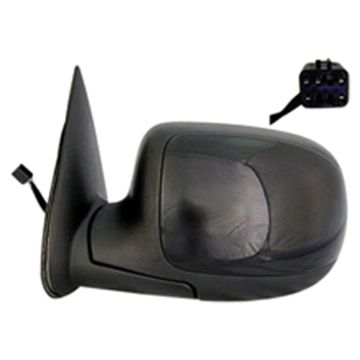 Door Mirror Assembly Left Standard Style Power Remote Heated Matte-Black Base w/Gloss Black Cap for Chevrolet Silverado 1500 GMC Sierra 1500
