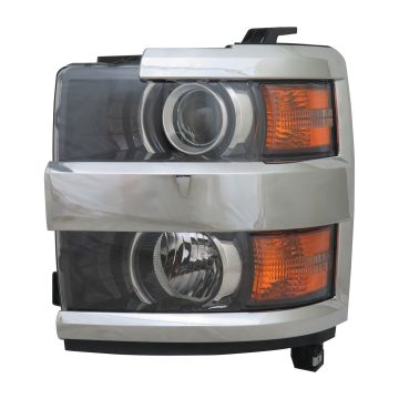 Headlight Assembly Composite Left Black Bezel Chrome Trim CAPA for Chevrolet Silverado 2500 HD Silverado 3500 HD