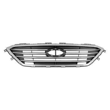 Grille Assembly Standard Type w/o Auto Cruise w/Chrome Molding Silver CAPA for Hyundai Sonata 2015-2017