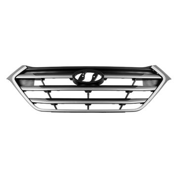 Grille Assembly w/o Pedestrian Recognition Black/Chrome CAPA for Hyundai Tucson 2016-2017