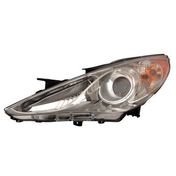 Headlight Assembly Composite Left Halogen Type 2 Chrome Bezel CAPA for Hyundai Sonata Limited SE 2011-2014