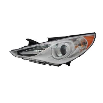 Headlight Assembly Composite Left Halogen Type 1 White Bezel for Hyundai Sonata GLS 2011-2014