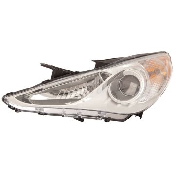 Headlight Assembly Composite Left Halogen Type 1 White Bezel CAPA for Hyundai Sonata GLS 2011-2014