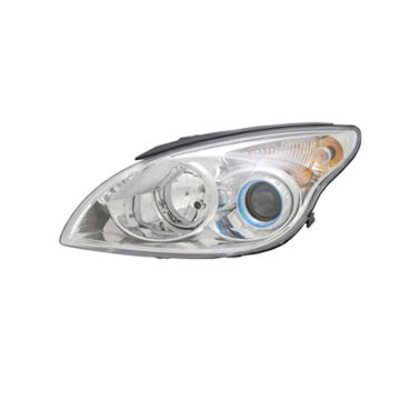 Headlight Assembly Composite Left From 7-1-09 w/o Chrome Ring Cornering Lamp Bezel CAPA for Hyundai Elantra Hatchback 2010-2012