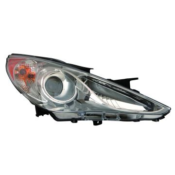 Headlight Assembly Composite Right Halogen Type 2 Chrome Bezel CAPA for Hyundai Sonata Limited SE 2011-2014