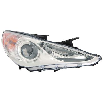 Headlight Assembly Composite Right Halogen Type 1 White Bezel CAPA for Hyundai Sonata GLS 2011-2014