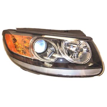 Headlight Assembly Composite Right Halogen Clear Reflector Black Bezel for Hyundai Santa Fe 2011-2012
