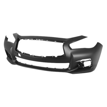 Bumper Cover Front w/o Object Sensors Primed CAPA for INFINITI Q50 Base Premium 2014-2017