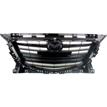 Grille Assembly w/o Collision Warning Gloss Black Japan Built for Mazda 3 2014-2016