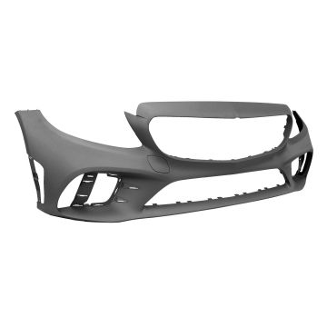 Bumper Cover Front W205/S205/A205/C205 w/Surround View w/o Active Park Assist Primed for Mercedes-Benz C43 AMG Convertible Coupe Wagon Sedan 2019-2023