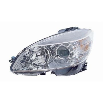 Headlight Assembly Composite Left W204 Halogen From 2-9-07 Chrome Bezel CAPA for Mercedes-Benz C230 C250 C300 C350 C63 AMG