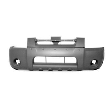 Bumper Cover Front w/o Holes For Fender Flares Type 1 Black CAPA for Nissan Frontier SE SC XE 2001-2004