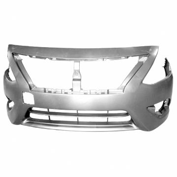 Bumper Cover Front w/o Chrome Insert Primed CAPA for Nissan Versa Sedan 2015-2018