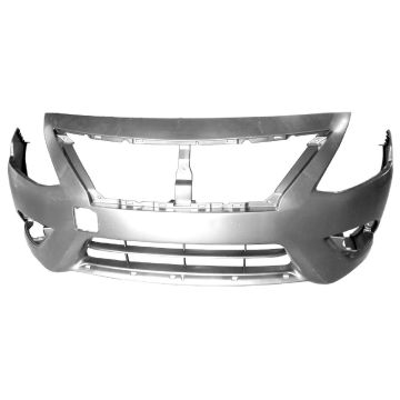 Bumper Cover Front w/Chrome Insert Primed CAPA for Nissan Versa Sedan 2015-2018