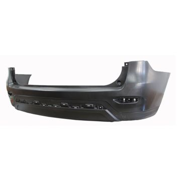 Bumper Cover Rear w/o Object Sensors w/o Towing Hitch Textured Lower Primed CAPA for Nissan Pathfinder 2013-2016