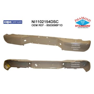 Bumper Face Bar Rear w/o Rear Object Sensors CAPA for Nissan Frontier 2005-2021